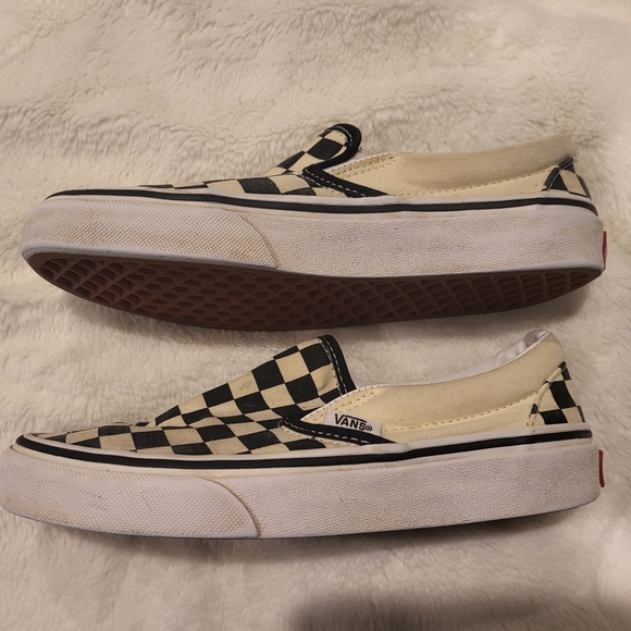 Vans Black and White Checkerboard Slip Ons - Picture 4 of 6
